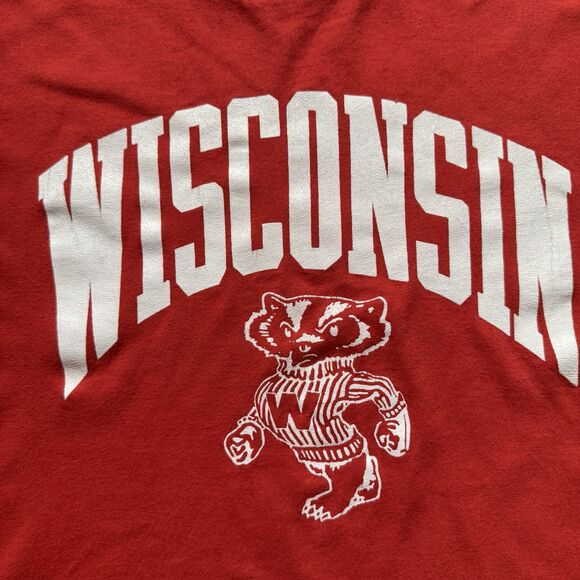 Vintage 80s Wisconsin University X Coca Cola Made In USA Size XL Red Shirt - Picture 4 of 7